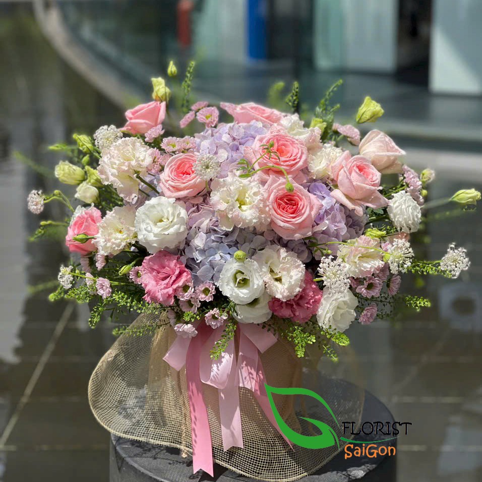 Pink flowers for birthday in Saigon