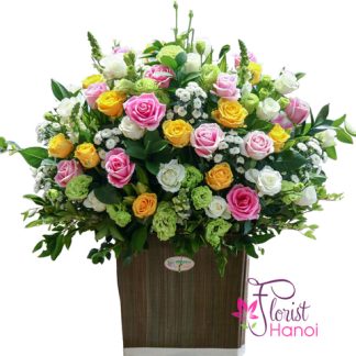 Send mixed roses basket to Hanoi