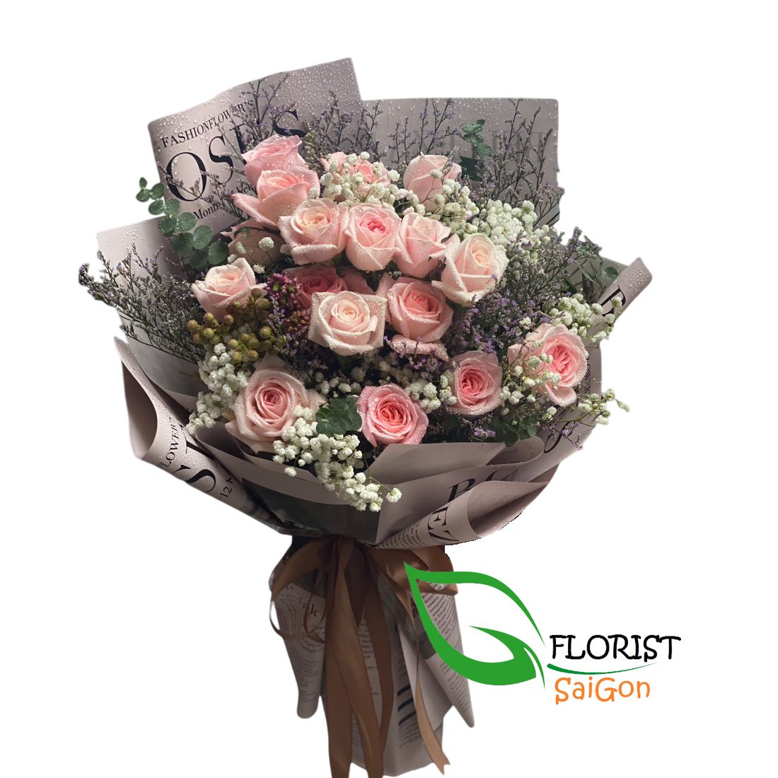 Send pink roses bouquet online to Saigon