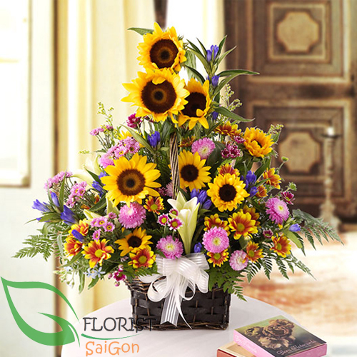 Sunflower arrangement for birthday in Saigon