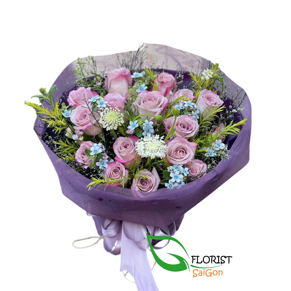 Online violet rose bouquet delivery Saigon