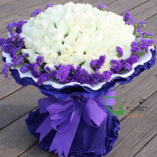 White roses bouquet Saigon vip flowers