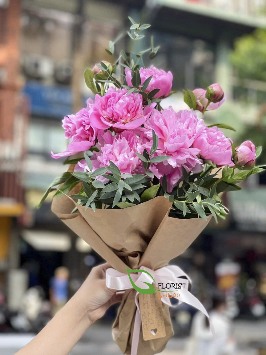 Peony flower bouquet for womens day