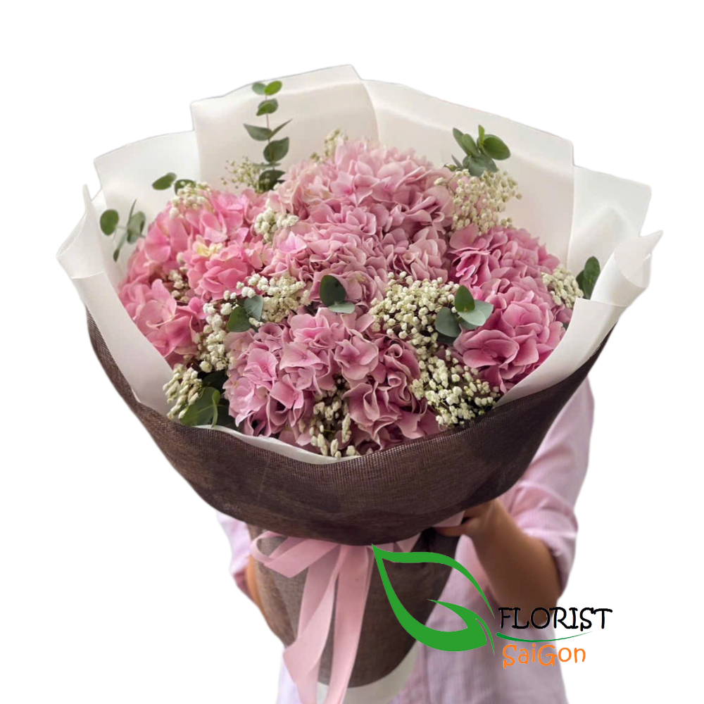 Pink hydrangeas bouquet
