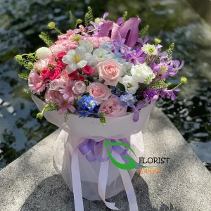 Pastel birthday flower bouquet Saigon