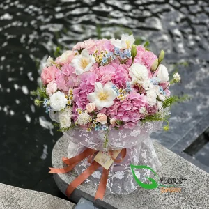 Pink hydrangea and tulip bouquet Saigon