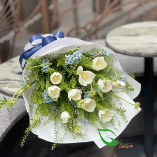 White tulip bouquet delivery in Ho Chi Minh City